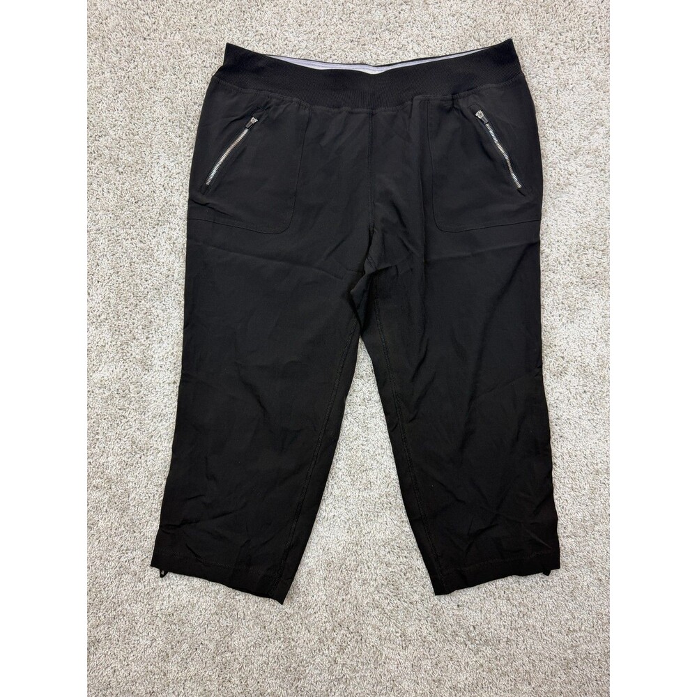 Calvin Klein Performance Womens L Black Capri Pants Zip Pockets Stretch Athletic